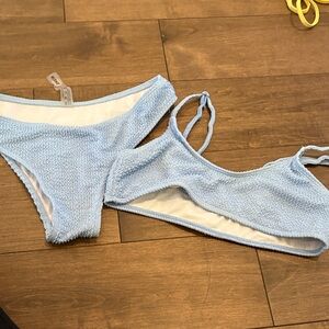SHEIN Light Blue Knit Bikini Set